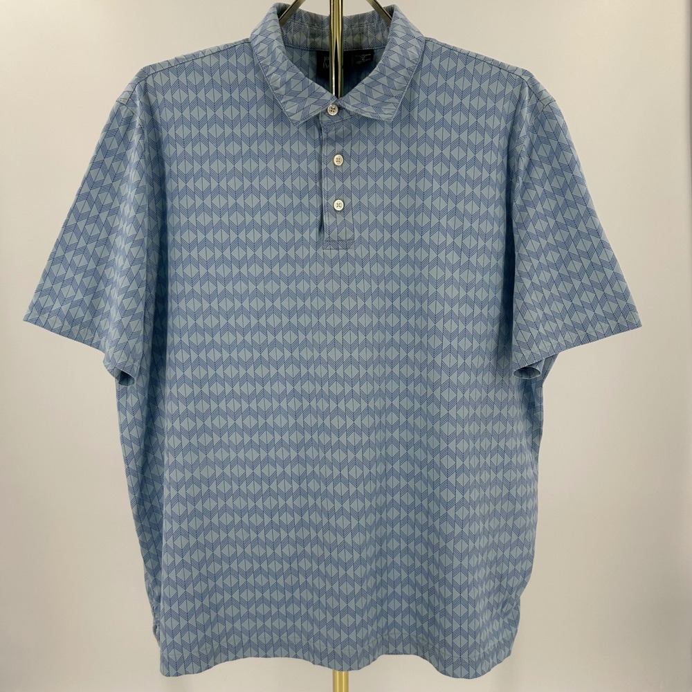 Jos. A. Bank Traveler Polo Shirt Mens XL Blue Geometric Cotton Traditional Fit